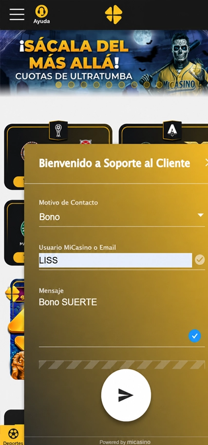 Servicio de atención al cliente de la aplicación MiCasino Perú