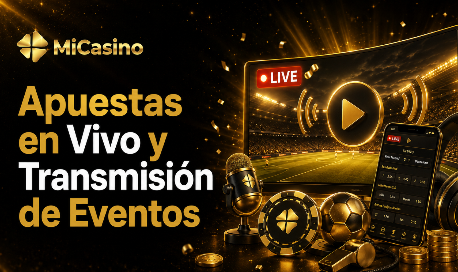 Apuestas en vivo MiCasino con transmisión de eventos deportivos seleccionados