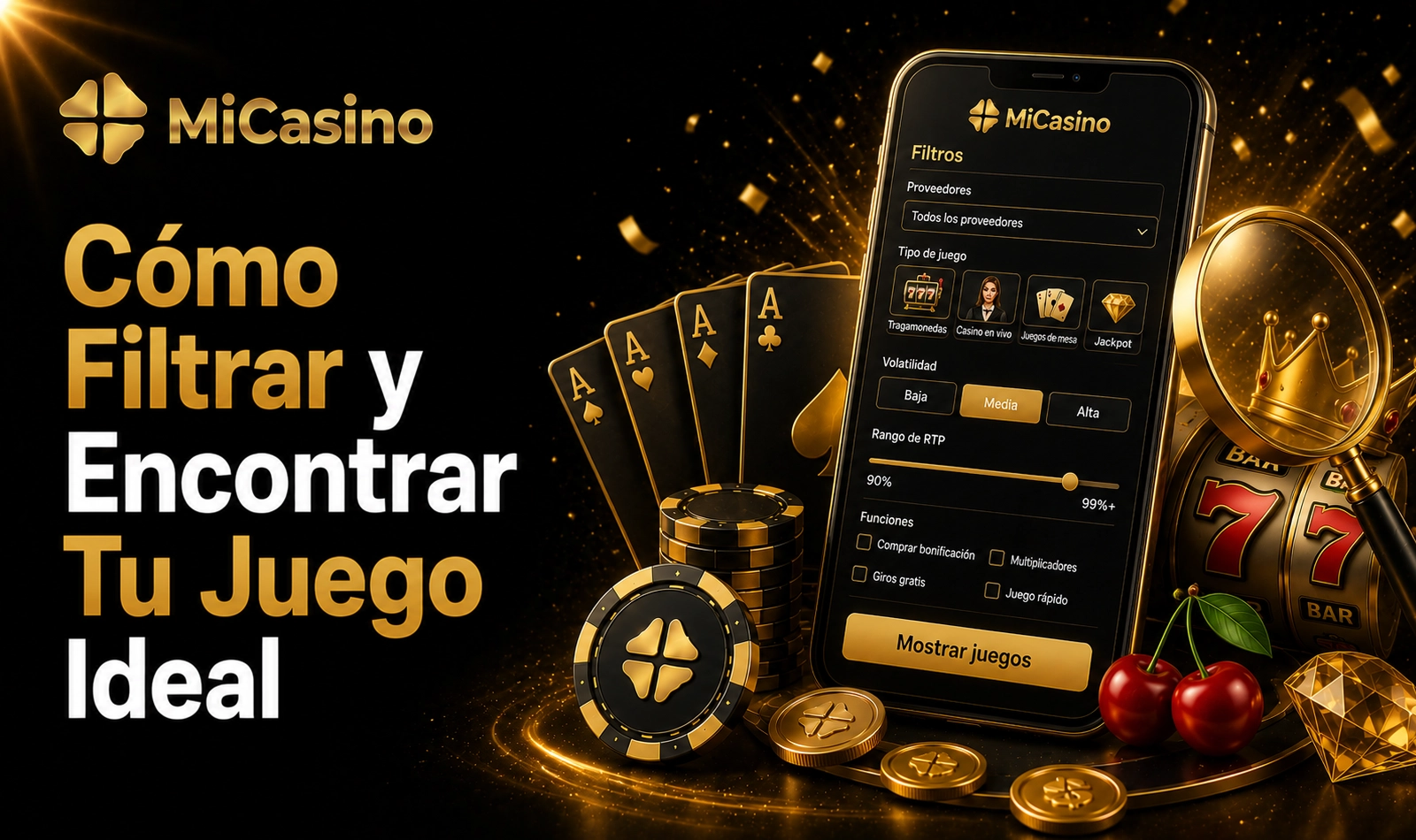 Filtros de búsqueda MiCasino para encontrar juegos según preferencias personales