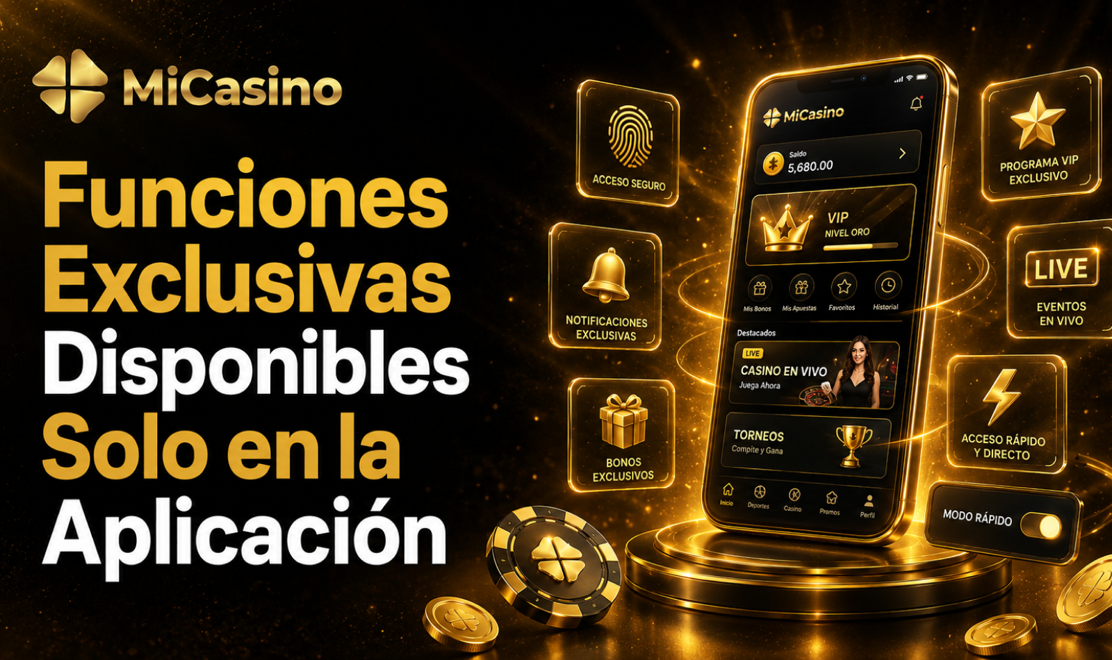 Funciones exclusivas de la app MiCasino para usuarios móviles registrados