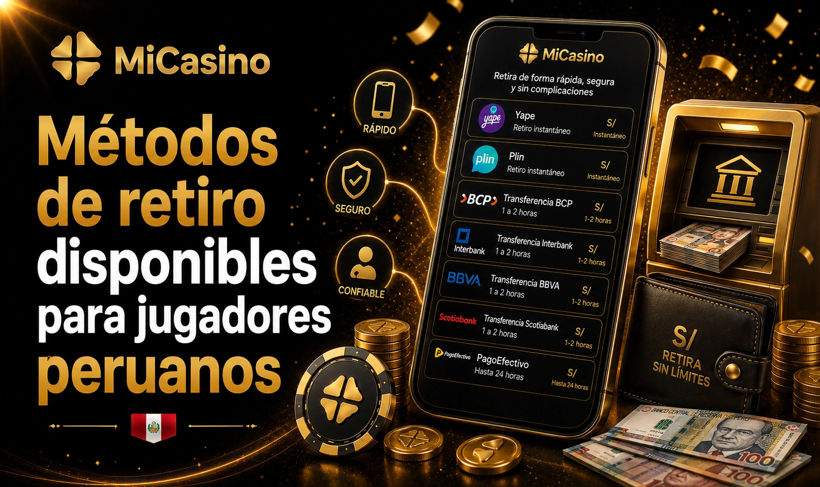 Métodos de retiro MiCasino disponibles para jugadores peruanos registrados en 2026
